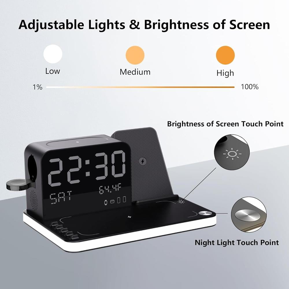 7 in 1 Wireless Charging Station with Dual Phone Fast Charger Support 30W Fast Adapter for AirPods-Black