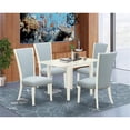 thumbnail image 2 of East West Furniture East-West Furniture NDVE5-LWH-15 - A dinette set of 4 amazing kitchen dining chairs with Linen Fabric Baby Blue color and a lovely drop leaf rectangle kitchen table with Linen..., 2 of 6