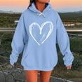 thumbnail image 2 of Miluxas Women's Hoodies Pullover Love Heart Printed Sweatshirts Winter Casual Loose Drawstring Long Sleeve Tops with Pocket Light Blue L(L), 2 of 5