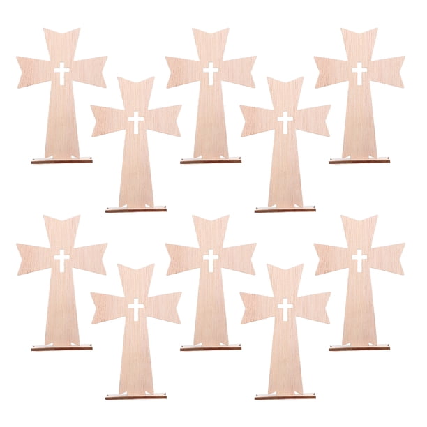 10 piezas de adornos de cruz de madera, cruces de madera católicas para manualidades.