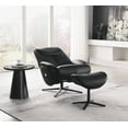 thumbnail image 5 of [1-Piece Black Top Grain Leather Accent Chair with Swivel and Ottoman - Modern Minimalist Style], 5 of 9
