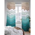 thumbnail image 3 of Sheer Curtains 84 Inches Long 2 Panels Set for Living Room, Turquoise Ombre Stripe Semi Sheer Curtains for Windows, Abstract Summer Beach Coastal Voile Window Treatments Rod Pocket Curtain, 3 of 7