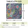 thumbnail image 2 of Blue Pioneer Flower and Paisley Pattern Square Fitted Tablecloth with Elastic Edge,Square Table Cover,Washable Elastic Table Cover for Home Kitchen Party Decor 34"x34", 2 of 6