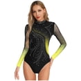 thumbnail image 6 of iiniim Womens Gymnastics Leotard Long Sleeve Bodysuit with Shorts Set Ballet Dance Skating Outfits Yellow XXL, 6 of 7