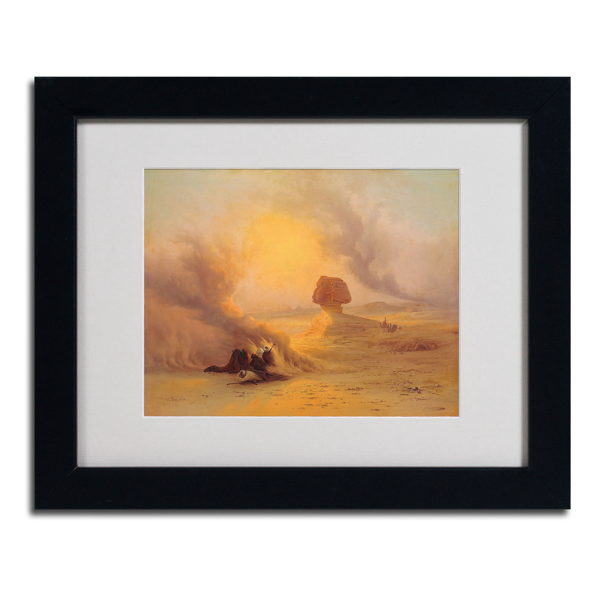 Trademark Fine Art "Caravan Caught in Sinum Wind" Canvas Art by Johann Frey, Black Frame