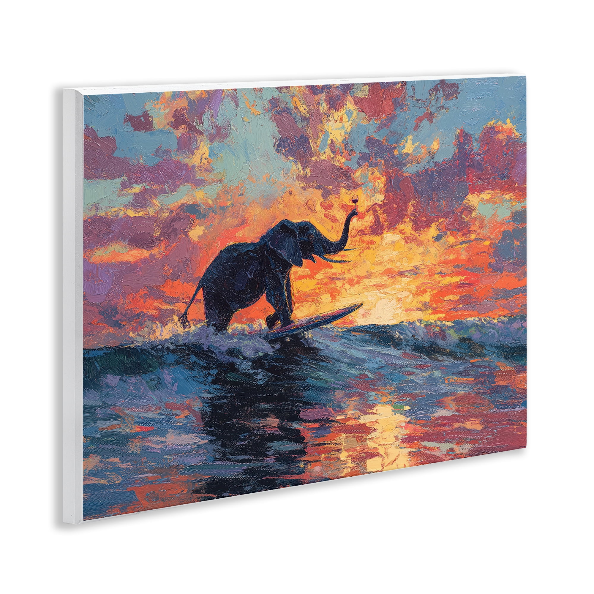 Sunset Surf Elephant Wall Plaque Art, design by Ziwei Li