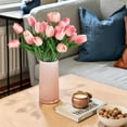 thumbnail image 4 of Artificial Tulips 20 Stems Real Touch PU Faux Flowers Gradient Pink Bouquet for Wedding Home Decor Kitchen Table Vase Centerpieces Spring Easter Valentine’s Day Gift 13 Inch, 4 of 9