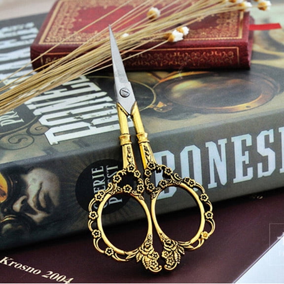 Antique Style Gold Embroidery Snip Scissor Sewing Stitch Cut Tool W/ Intricate USA
