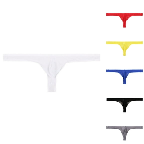 Jwputqe Mens Thongs,Mens Underwear,Breathable,Cooling,Solid,Low Waist,Polyester,White,S
