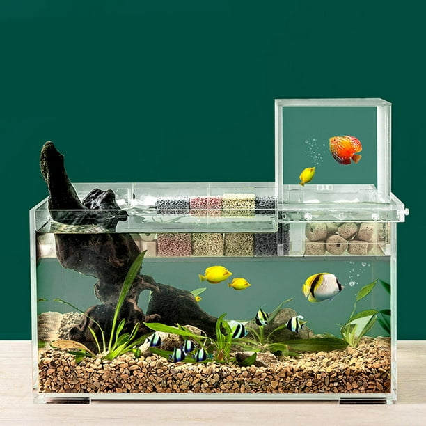 Tanque de peces de presión negativa, tanque de peces transparente que aumenta el área de actividad de los peces, accesorio ligero para acuario para