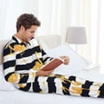 thumbnail image 6 of Naloa Gold Flamingo Men’s Pajamas Set - Long Sleeve Button Down Sleep Shirt and Pajama Bottoms Sleepwear Set-X-Large, 6 of 7