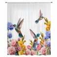 thumbnail image 2 of Hummingbirds Sheer Curtains 63 Inches Long, Spring Summer Watercolor Flowers Plant Light Filering Curtains, Breathable Simi Curtain Privacy Drapes for Living Room Bedroom Lightweight Window Treatment, 2 of 9