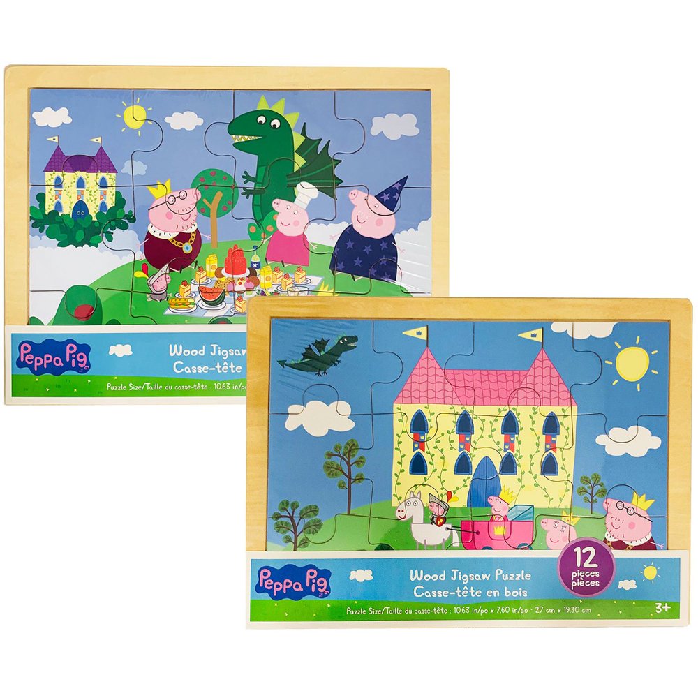 TCG Toys 30375755 Peppa Pig Wood Jigsaw Puzzle 12 Piece Assorted