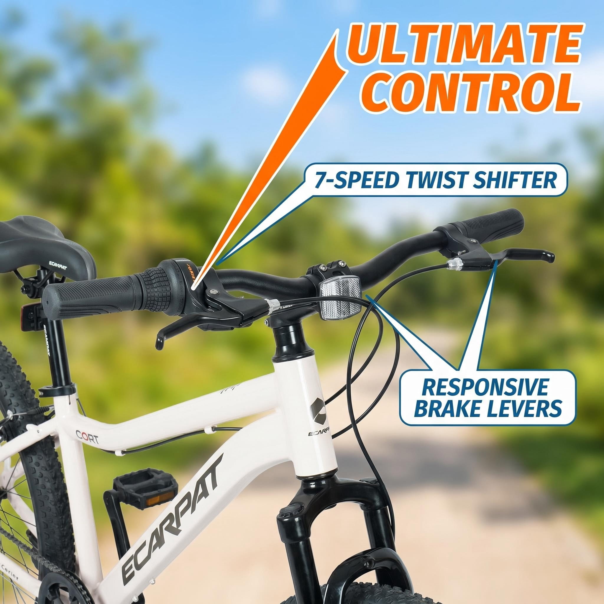 Ambifirner Mountain Bike: 7 Speeds with Disc Brakes Mens Womens Mountain Bike, 24 Inch Front Suspension MTB Bicycle for Outdoor Trail Commuter