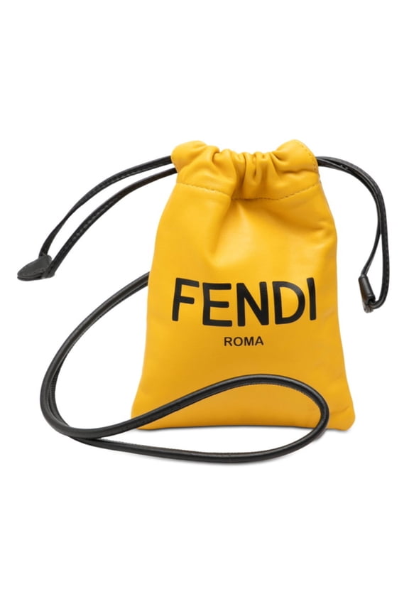 Pre-Owned Fendi Logo Phone Pouch 7AR898 Yellow Leather Women's FENDI (Good)