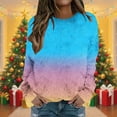 thumbnail image 2 of IROINNID Womens Printed Fleece Pullover Top Cozy Casual Long Sleeve Round Neck Off Shoulder Sweater Soft Comfortable Loose Fit Blouse for Home Daily Wear(Light Blue#1,XL), 2 of 5