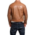 thumbnail image 2 of New Men's Genuine Lambskin Leather Slim Fit Biker Motorcycle Tan Jacket For Men A670, 2 of 3