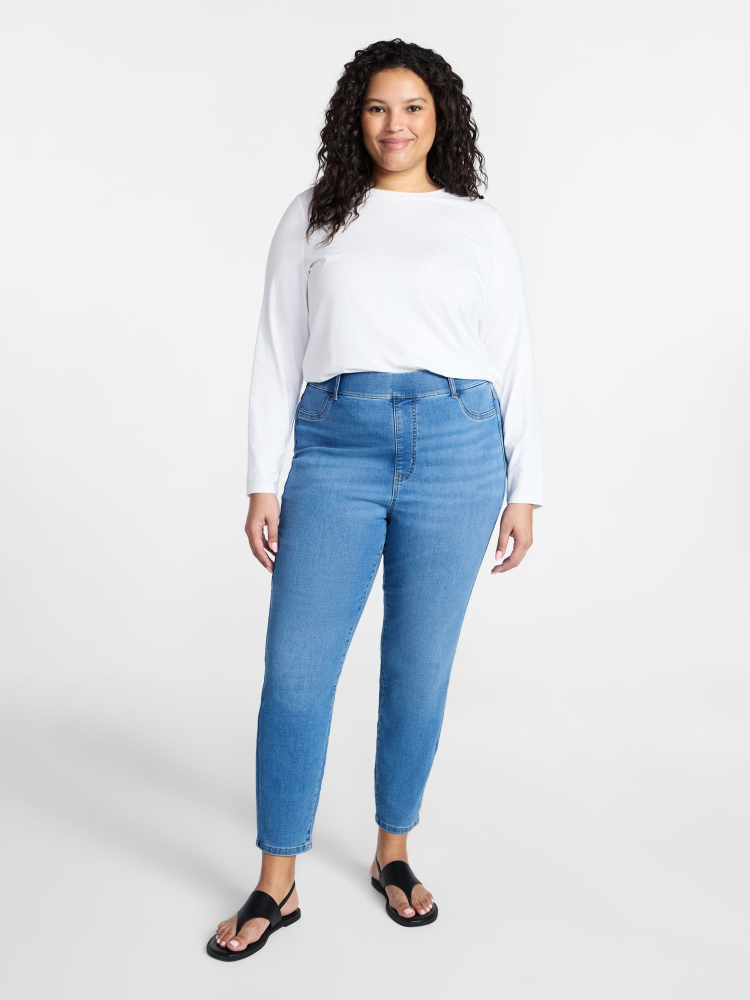 Terra & Sky Women's Plus Signature Pull On Skinny Jegging Pants with Control Panel, Sizes 0X-5X