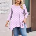 thumbnail image 4 of Gamivast Womens Holiday Tops Plus Size 3/4 Sleeve Polka-Dot Tunic Going Out Shirts Trendy Casual Crewneck Asymmetric Hem Dressy Blouse Fashion Clothing, 4 of 5