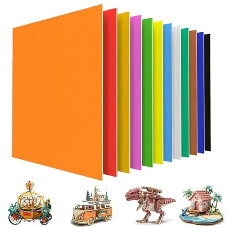 12 Pack Colored Plywood Sheets 12" x 12" x 1/8" (3mm), Multi-Colored Basswood Panels with Acrylic Coating(Non-Toxic and odorless) for Laser Cutting, Crafts, DIY Models, Woodworking & Engraving$$Art