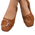 thumbnail image 4 of Domzle Womens Ballet Flats Suede Slip On Dress Shoes | Comfortable Round Toe Loafers,Low Heel,Cute Office Work Casual Shoes Brown 36, 4 of 6