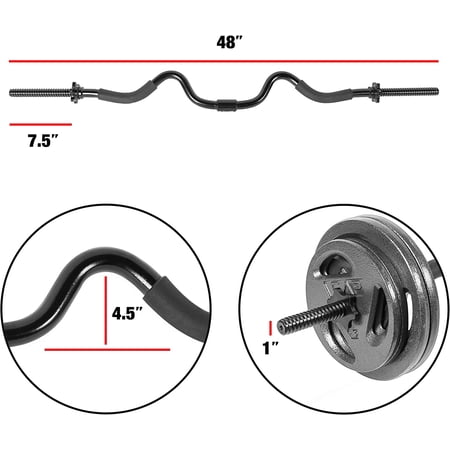 -48T2B Super Curl Bar, Black, 48"