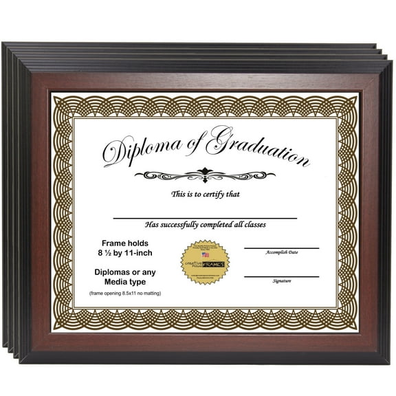 CreativePF [8.5x11bk] Mahogany Diploma Frame, Holds 8.5 by 11-inch Graduation Documents w/ Stand and Wall Hanger