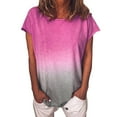 thumbnail image 7 of Gradient Color T Shirts for Women Crew Neck Short Sleeve Tees Summer Breathable T Shirt Hot Pink S, 7 of 7