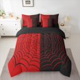 thumbnail image 3 of Manfei Black Red Spider Web Twin Bedding Sets 7-Piece, Gothic Cartoon Bedding Comforter Set, Spooky Halloween Theme Reversible Sheet Sets, Microfiber Bedroom Decor, 3 of 8