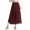 thumbnail image 2 of Alitao Maxi Skirt A Line Skirt Woman Summertime Loose Solid Color Thin Wide Leg Pants Slim Ninth Chiffon High Waisted Pants Pencil Skirt Flowy Skirt Red L, 2 of 6