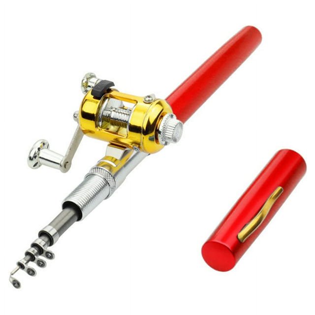 POINTERTECK Pen Fishing Rod Reel Combo Set Mini Pocket Telescopic Fishing Pole Kit with Fishing Rod and Spinning Reel Combo Kit for Saltwater Freshwater