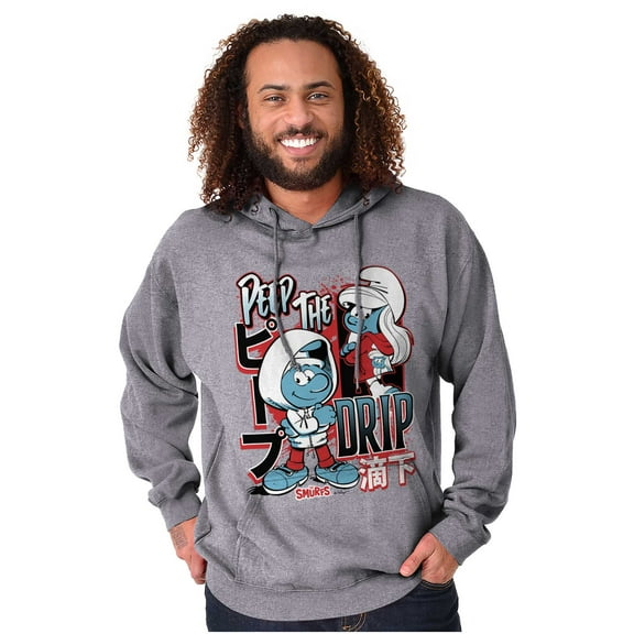 The Smurfs Kanji Peep The Drip Unisex Plus Size Hoodie Brisco Brands 2X