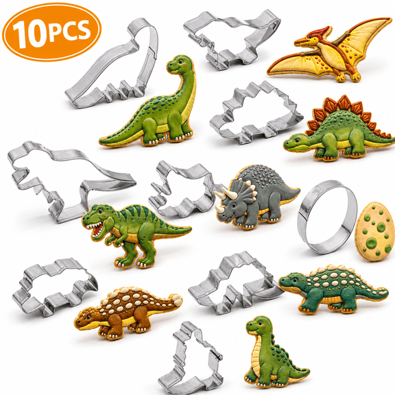 Cookie Cutters for Kid Dinosaur Sandwich Cutter Biscuit Cutter Stainless Steel Cookie Mold Set for Baking, DIY