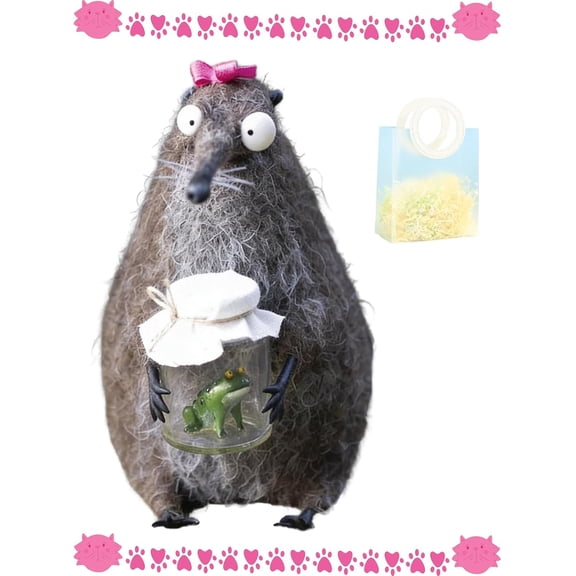 Wool Felt Familiars – Quirky Handmade Companions, Needle-Felted Whimsical Opossum Decor for Cat Lovers, Cute Mini Companion for Desk, Handmade Wool Animal Figurine, Shelf Display & Unique Gift Giving