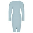 thumbnail image 6 of Holloyiver Women's Fashion Long Sleeve V-Neck Zipper Tie Loose Solid Color Dresses S-2XL, 6 of 9