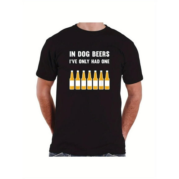 Beer Tee Black S-5XL In Dog Beers Graphic Comfortable and well-fitting Short Sleeve Cotton T-Shirt Top Funny Gift