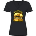 thumbnail image 3 of Inktastic Life is Better with Grilled Cheese Women's V-Neck T-Shirt, 3 of 5