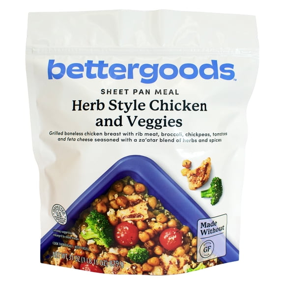 bettergoods Herb Style Chicken with Veggies Sheet Pan Meal, 31 oz (Frozen)