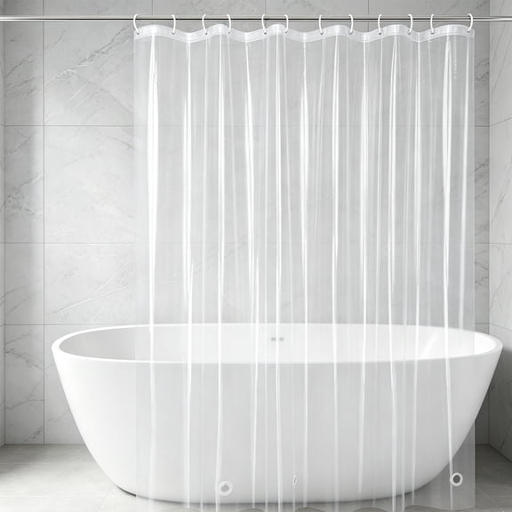 YEAHOME Crystal Clear Shower Curtain Liner 72x72, PEVA Waterproof Bath Curtain, No Chemical Smell, 3 Weighted Magnets, Durable with Rustproof Metal Grommets