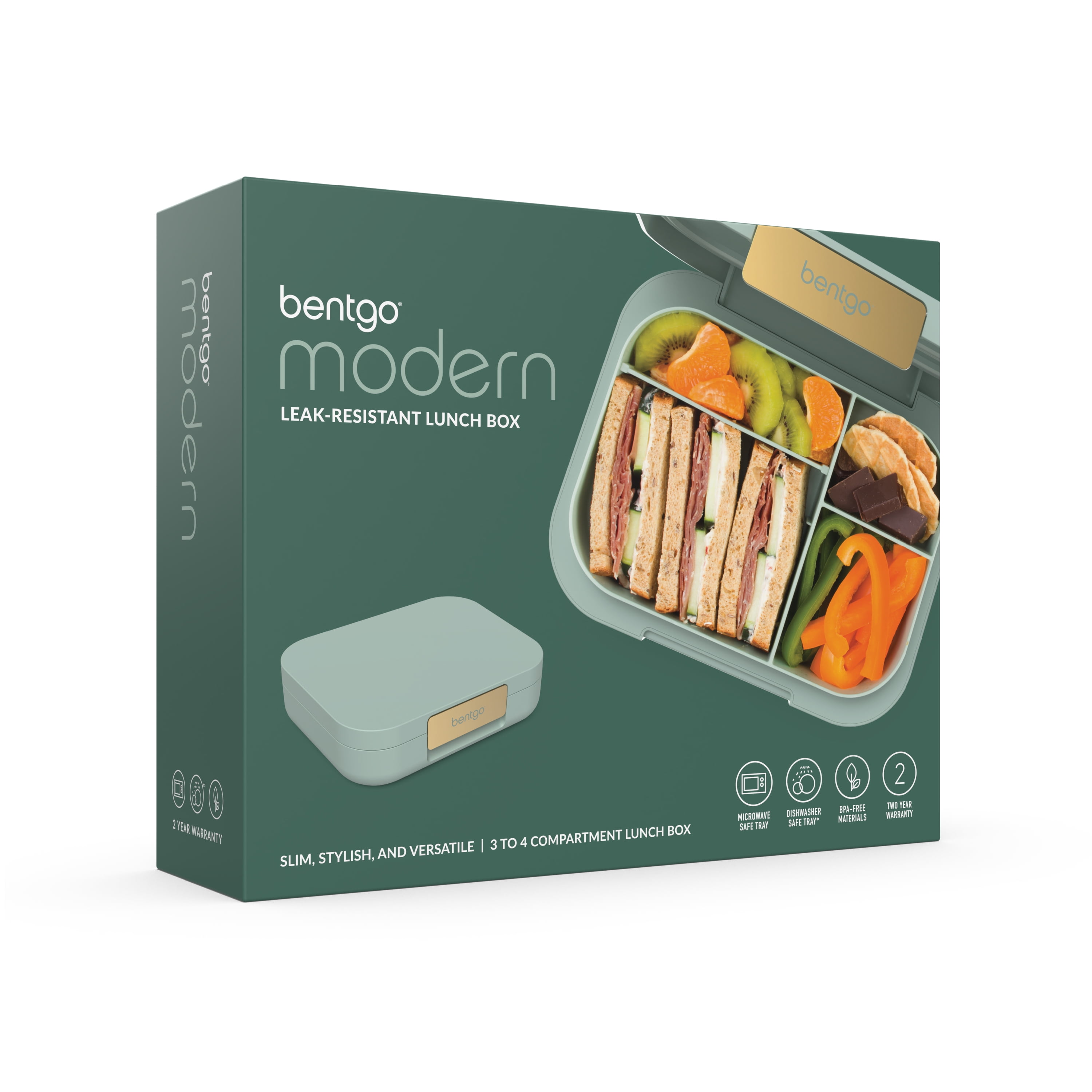 Bentgo Modern 4 Compartment Bento Style Leakproof Lunch Box - Dark Gray