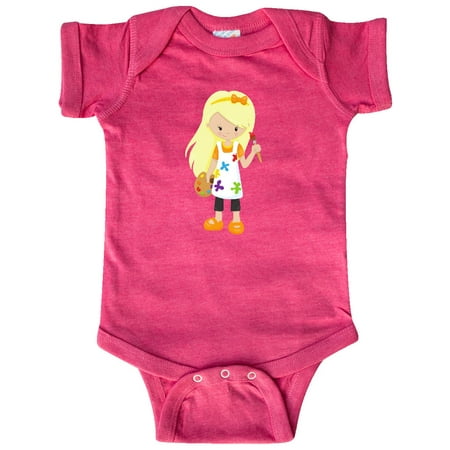 

Inktastic Cute Girl Blonde Hair Painter Paint Artist Gift Baby Girl Bodysuit