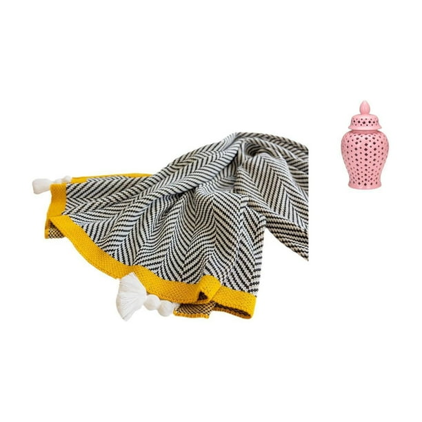 Manta De Cerámica Tejida A Mano, Tarro De Porcelana A Rayas, Suave, Cálida, Decorativa, Estilo Rústico, Para Guardar Flores, Para Dormitorio, Sofá, Cama, Silla, Fiesta