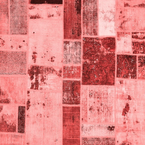 Ahgly Company Indoor Square Patchwork Red Transitional Area Rugs, 3' Square