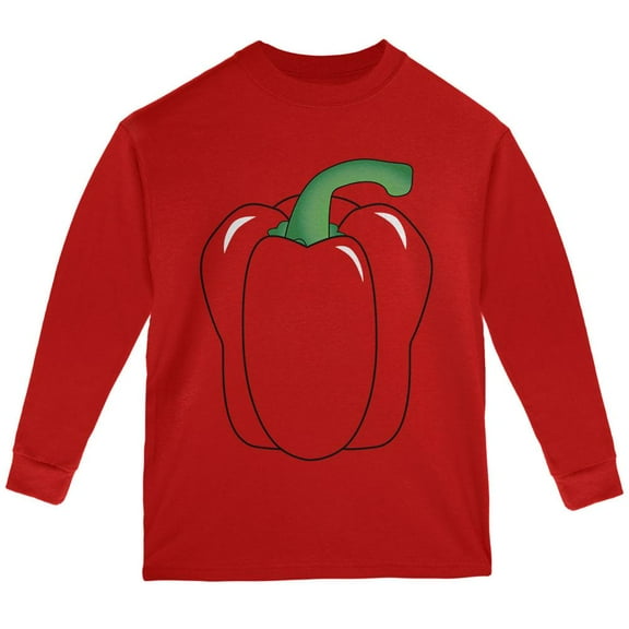 Halloween Fruit Vegetable Bell Pepper Costume Youth Long Sleeve T Shirt Red YSM