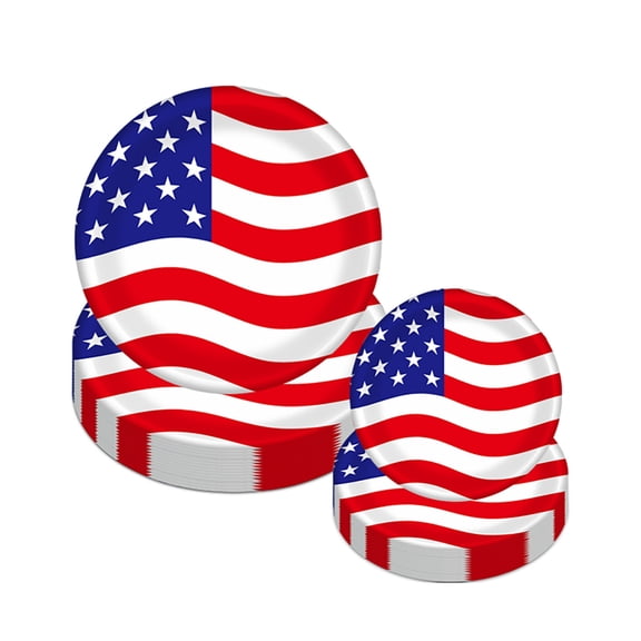 10pcs Patriotic Paper Plates Disposable Plates Red White Blue Star Decorative Dinner Plate for Independence Day 250th Anniversary Party Birthday Wedding Decor 7 Inch