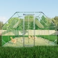thumbnail image 2 of Pefilos 308" Galvanized Metal Chicken Coop for Outdoor, Large Walk in Chicken Cage Farm Poultry Run with Waterproof, Hen House for Rabbit and Chicken, Silver, 2 of 7