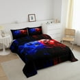 thumbnail image 3 of Gamer Comforter Set Queen,Gaming Bedding Cool Video Game Black Bedding Comforter Sets Blue Red Geometric Honeycomb Duvet Insert for All Season Gamepad Home Decor Quilt, 3 of 7