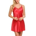 thumbnail image 2 of Lovskoo 2024 Women 2Pcs Sleepwear Satin Lace Chemise Nightgown G-String Strap Dress Suit Full Slip Sleepwear Red, 2 of 8