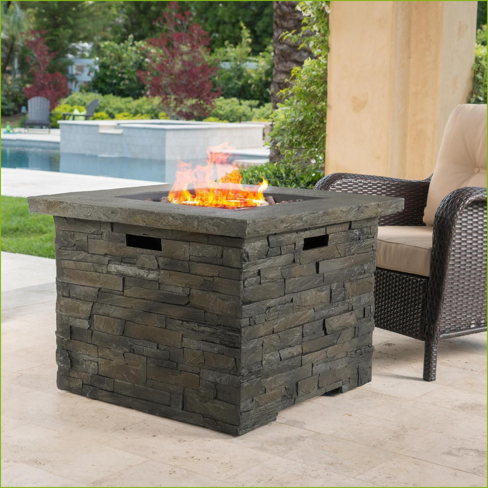 Outdoor Stoves | 35 Inch Square 40000 BTU Propane Fire Pit | For Patio Backyard | Parrilla Exterior | Slate Gray