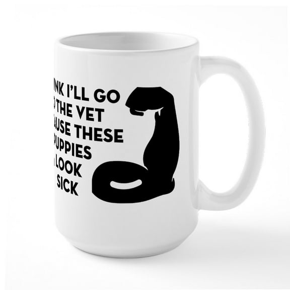 CafePress - Sick Puppies Biceps - 15 oz Ceramic Large White Novelty Mug